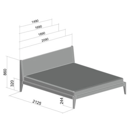 Кровать двуспальная 160х200 см серая с решеткой Fly BRAGIN DESIGN REPLACE 00-3862359 Серый  - Вид №1