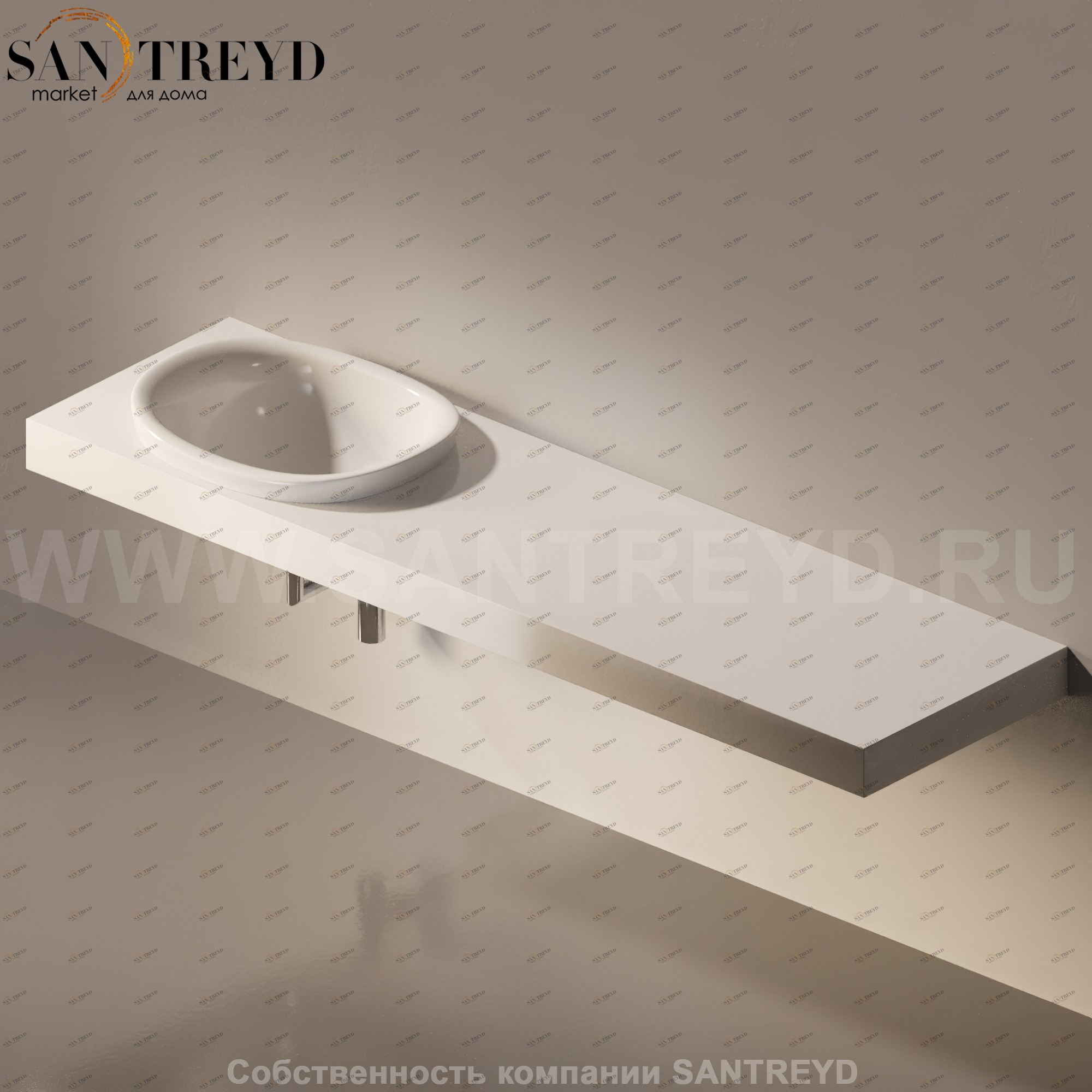 Flaminia IO e SI Столешница с отверстием под раковину от 80 до 250 см белая IO60M4.9016 Ceramica Flaminia IO60M49016