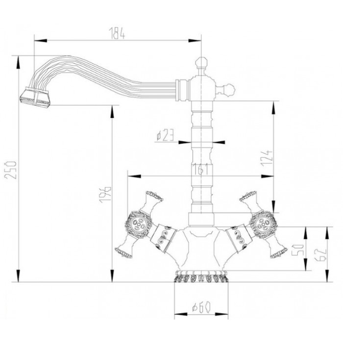 Zorg A 7005K-SL серебро Смеситель для кухни Zorg 250 х 184 мм  - Вид №2