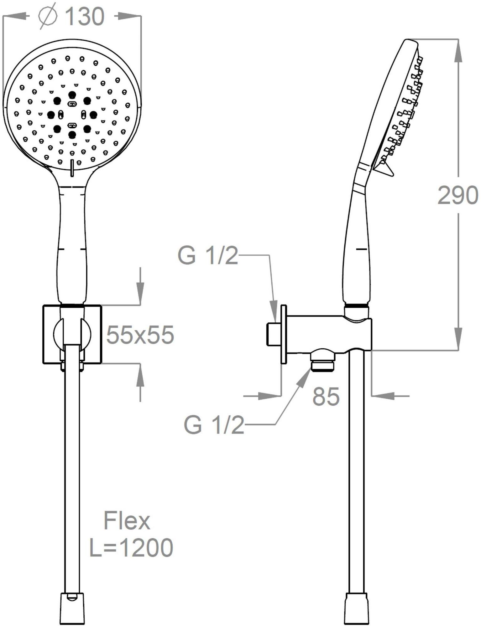 Fir Italia Настенный латунный ручной душ с подставкой Daily 44 4404816 - Вид №1