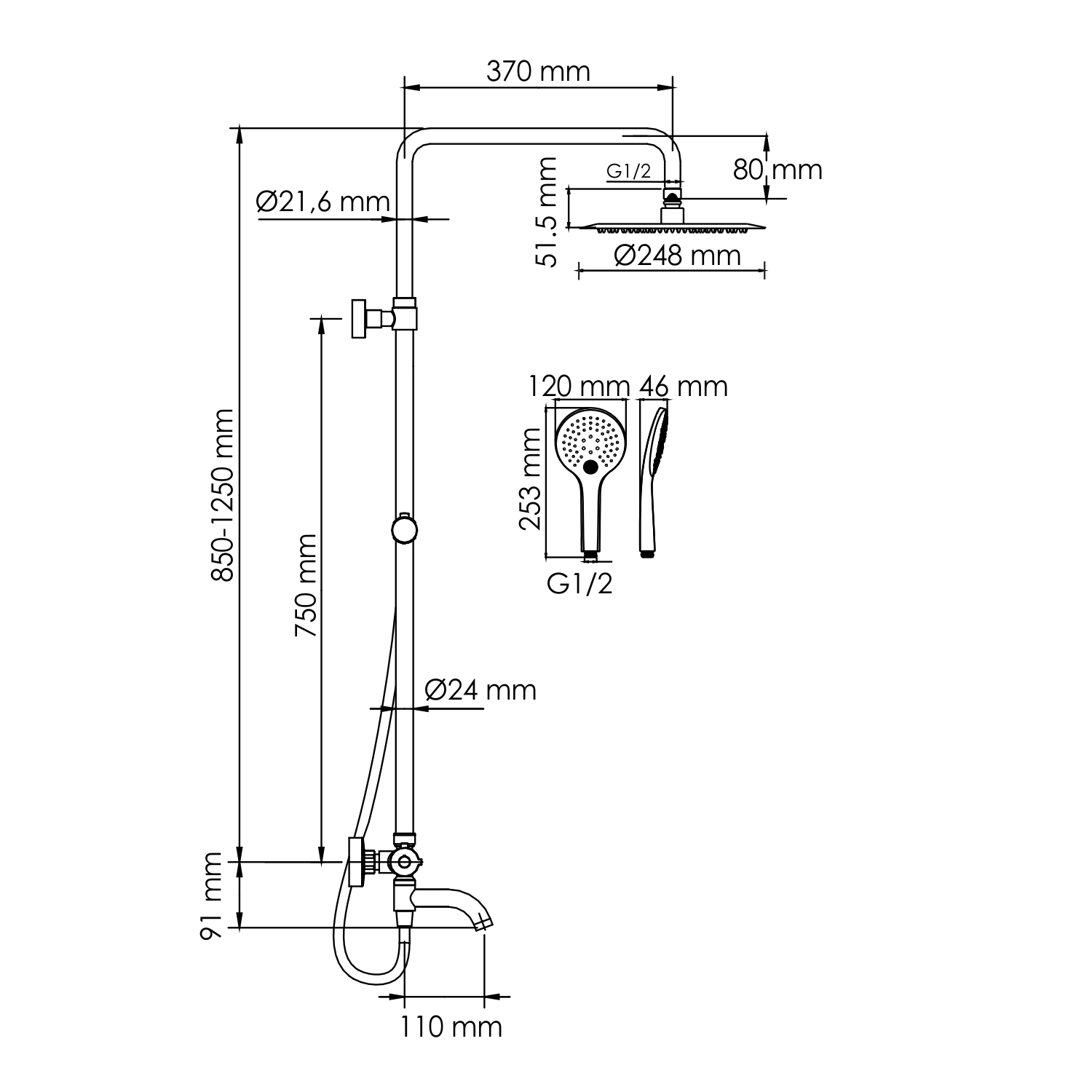 A288.258.078.BM Thermo Душевой комплект с термостатическим смесителем WasserKRAFT  - Вид №1