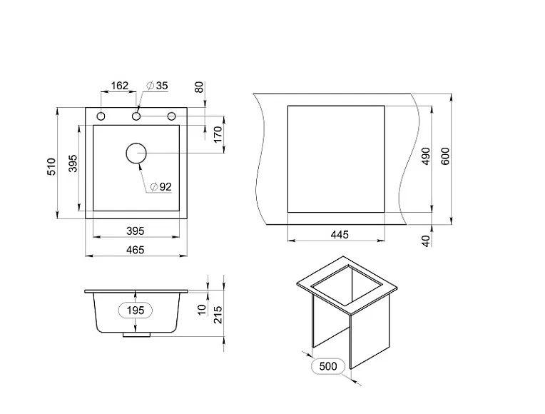 4651, АЛЮМИНИУМ, кухонная мойка, кварц GRANULA 4651-ST89 - Вид №3