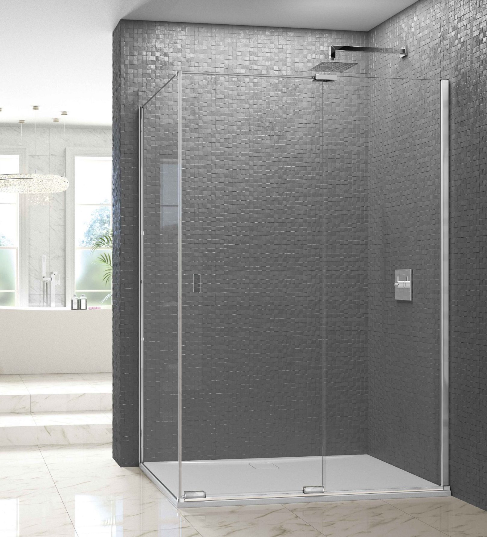 Торцевая панель для монтажа с дверью ARXFSPSL90 Merlyn Arysto Хромированный  - Вид №1