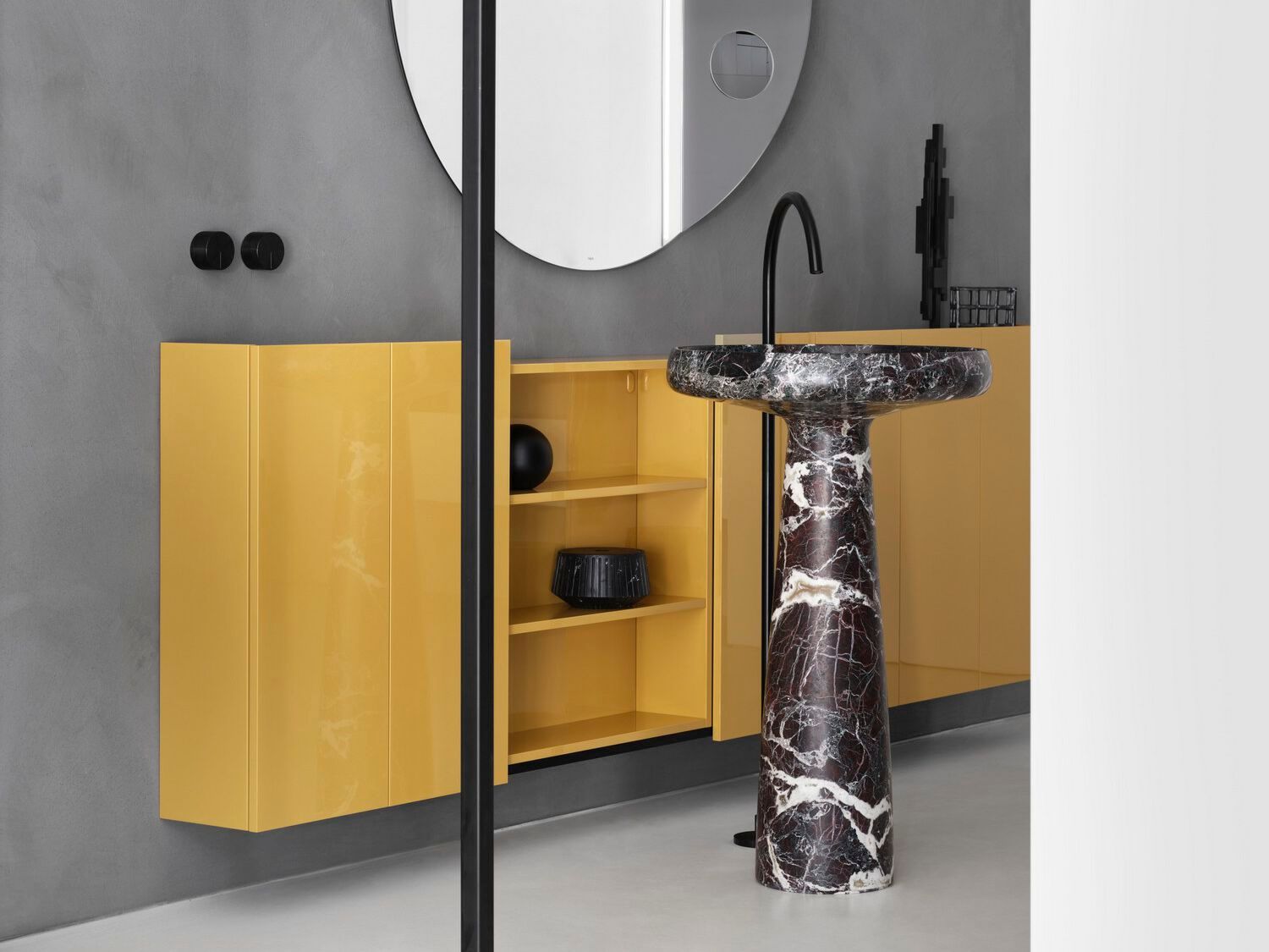 Круглый отдельно стоящий умывальник из красного мрамора Levanto Falper SORGENTE ARCH-00046524 - Вид №3