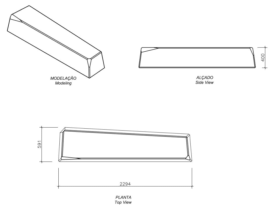 Бетонная скамья без спинки amop Cru ARCH-00075619 - Вид №1
