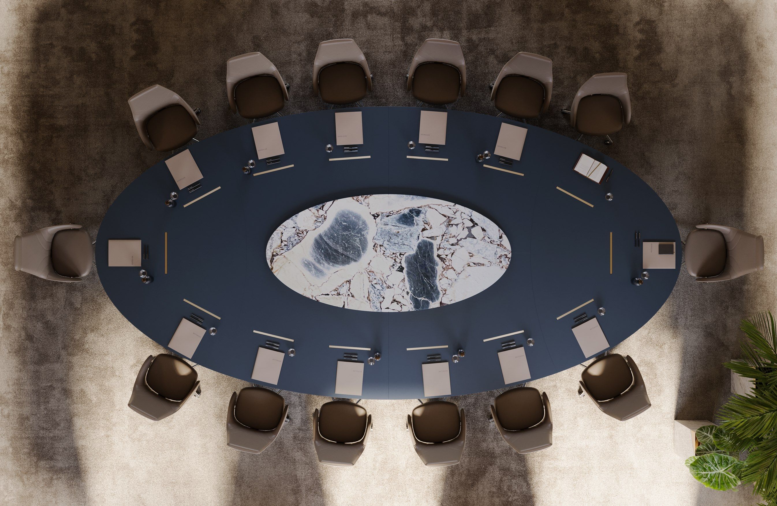 Лакированный овальный стол для совещаний с мраморным центральным верхом PROF Bespoke ARCH-00144751 - Вид №5