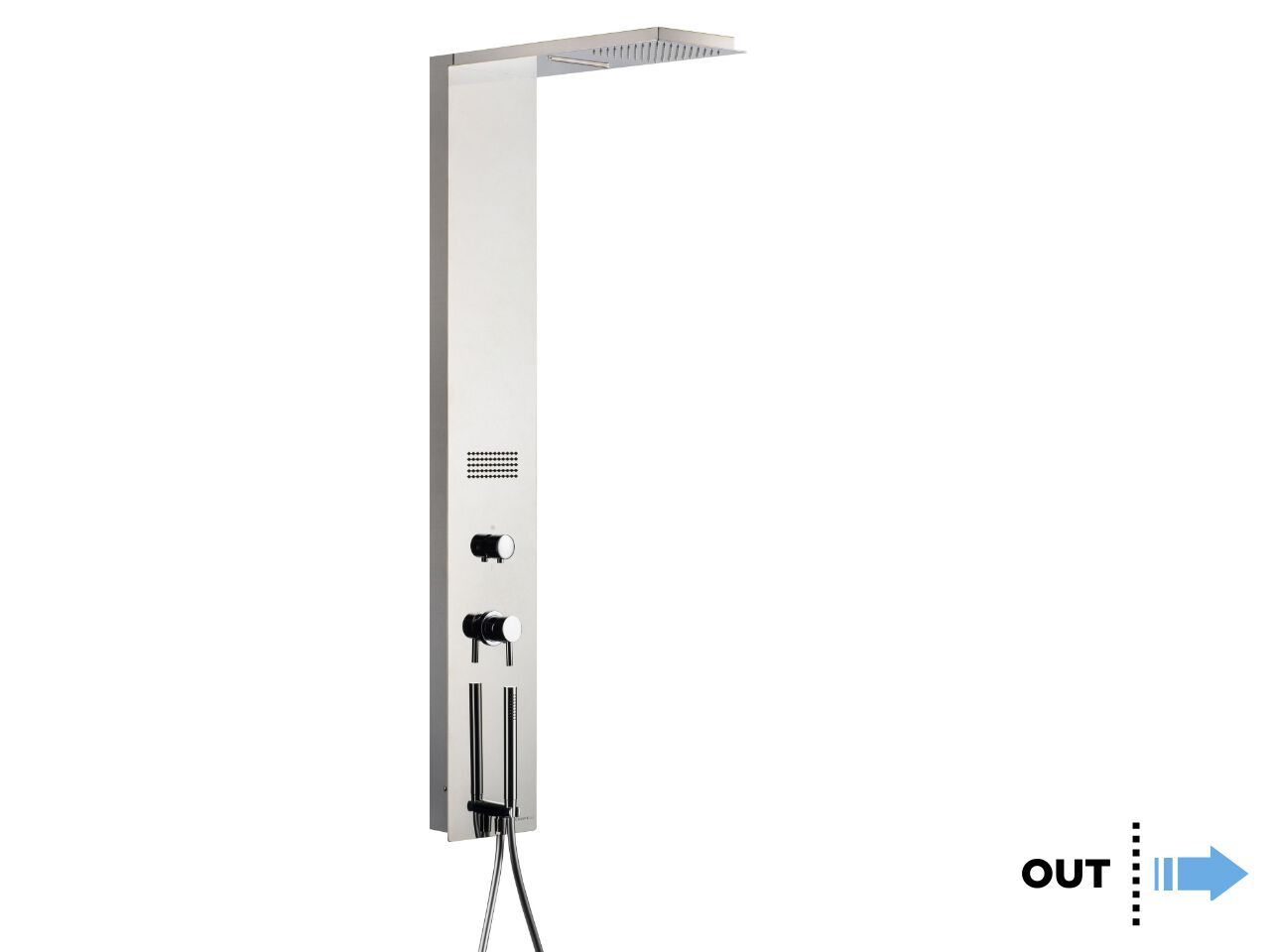 Душевая панель из нержавеющей стали с ручным душем и переключателем Cropelli Quadro ARCH-00098721 - Вид №8