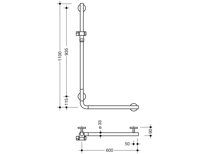 950.33.21091 Угловая ручка с держателем для душа HEWI Greifen  - Вид №2