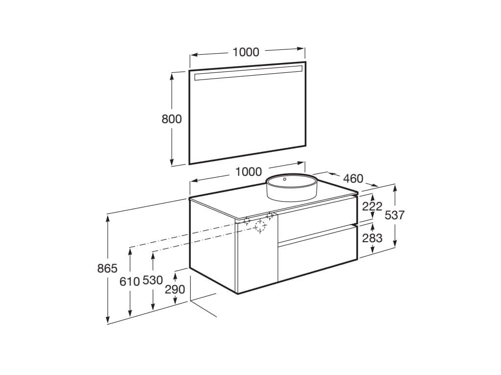 Деревянный умывальник с ящиками, дверцами, зеркалом и столешницей Roca The Gap ARCH-00083506 - Вид №10