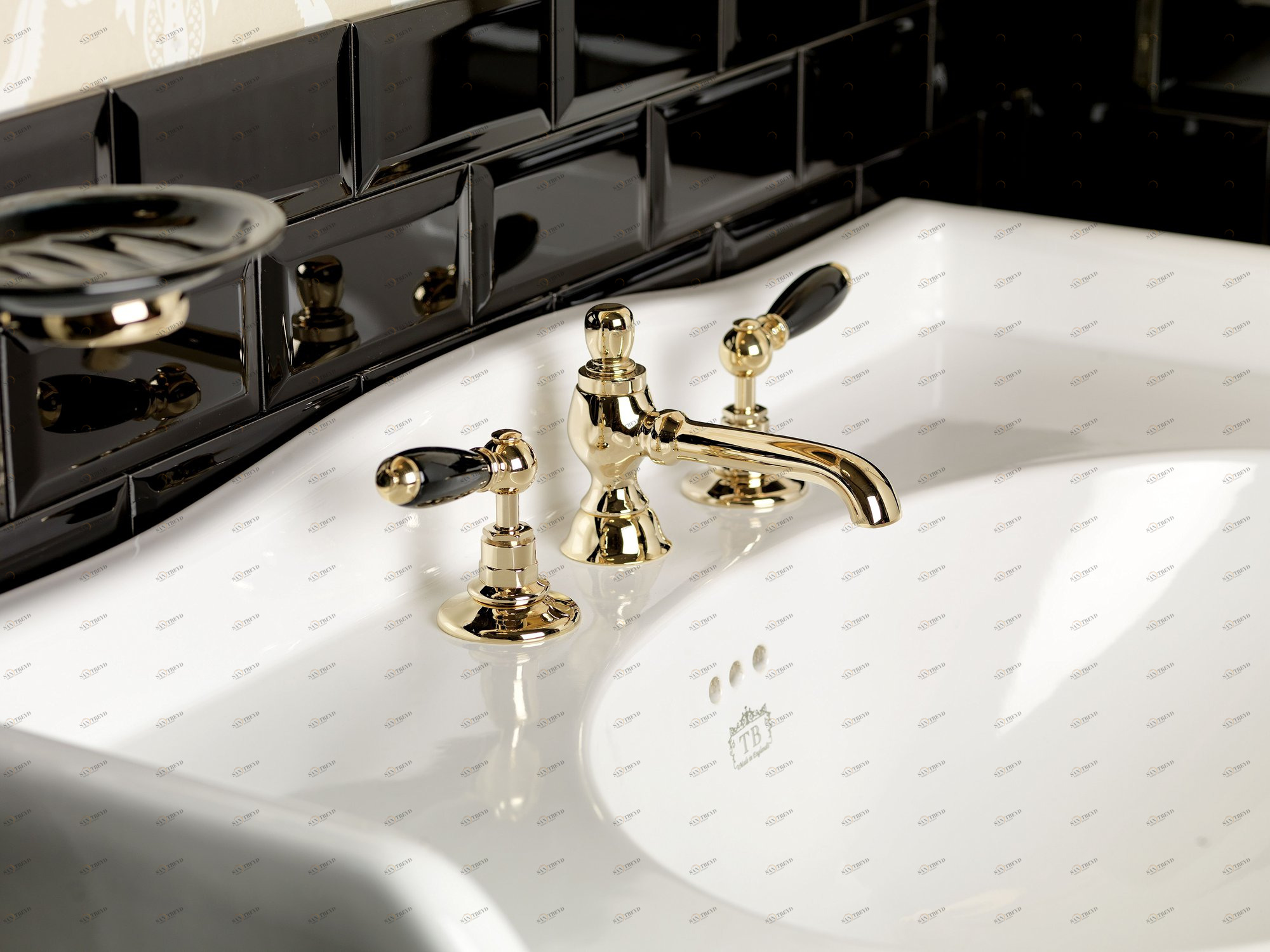 Traditional bathrooms БРАЙТОН смеситель для умывальника на 3 отверстия Tb490.514bl.nk 