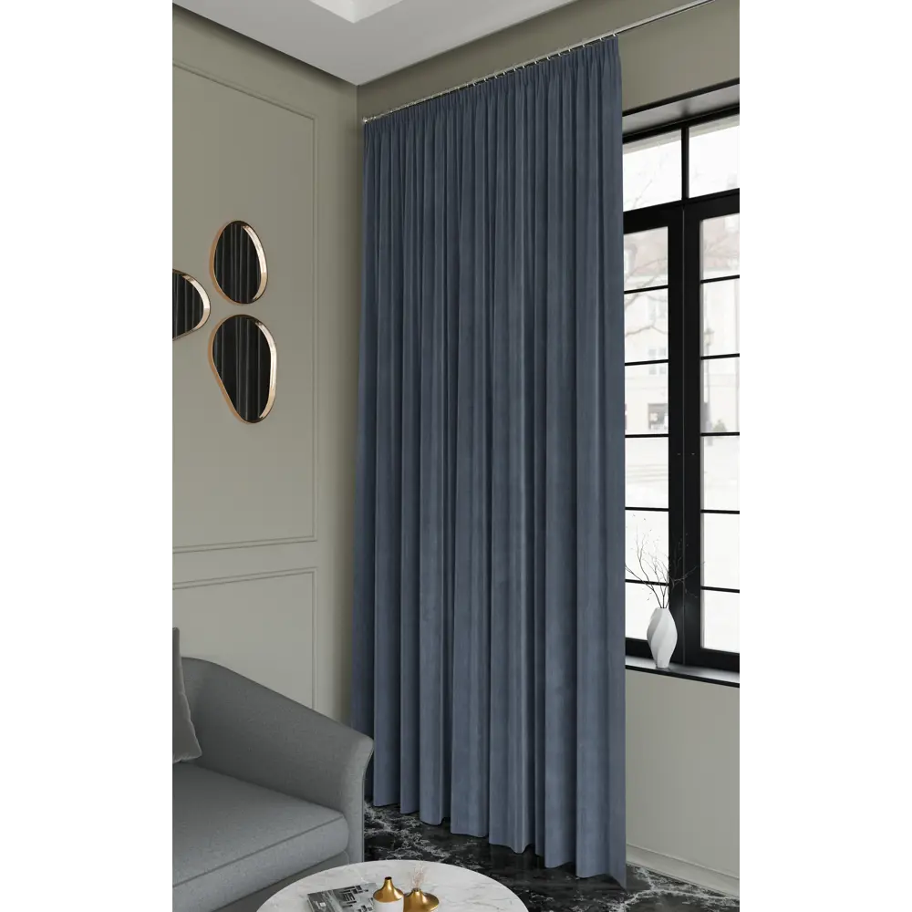Штора MIAMOZA Камелия 200×280 см серо-синий бархат 89405538 STLM-1568956