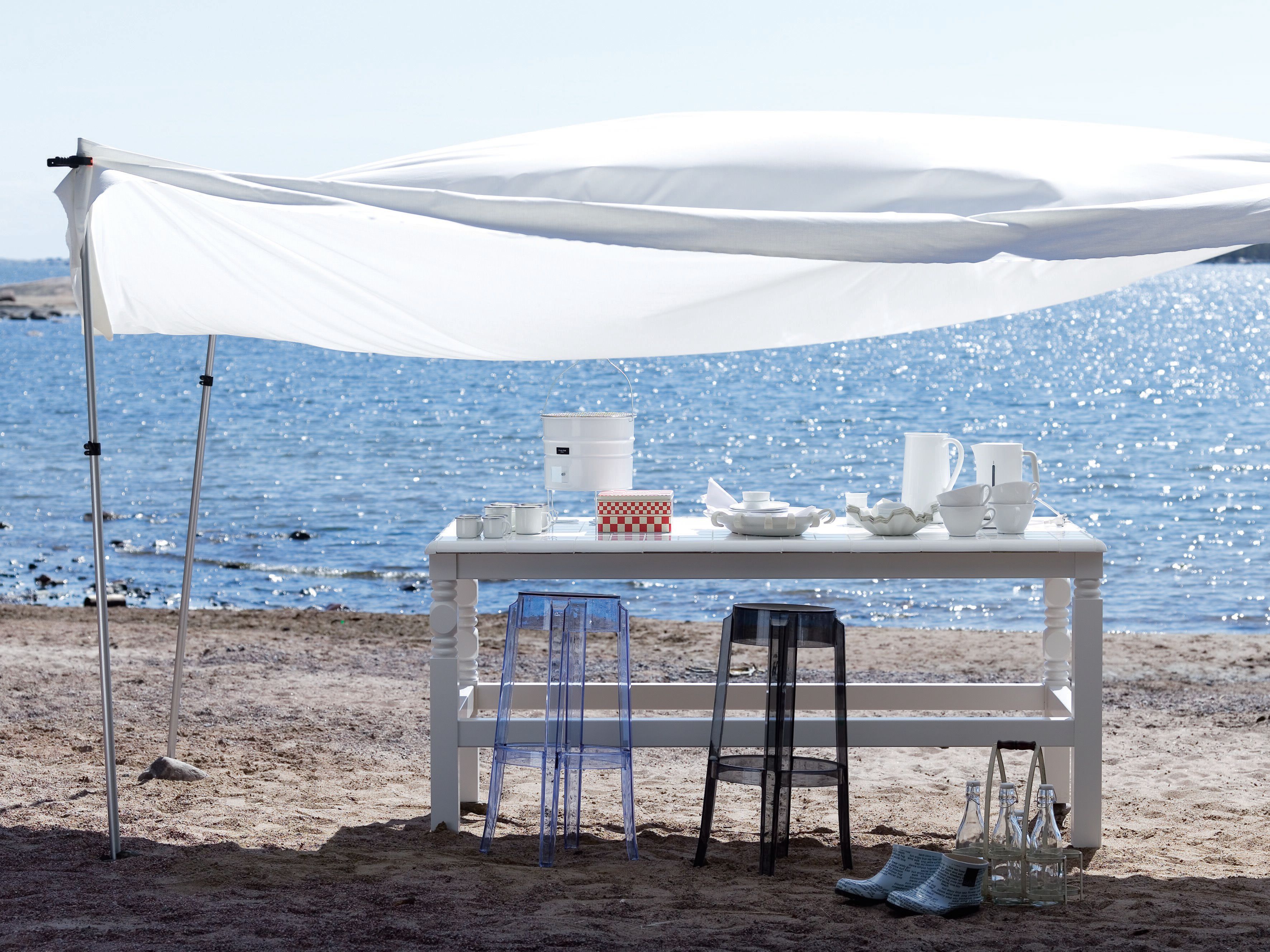 Высокий штабелируемый стул из поликарбоната с подставкой для ног Kartell CHARLES GHOST ARCH-00063123 - Вид №1