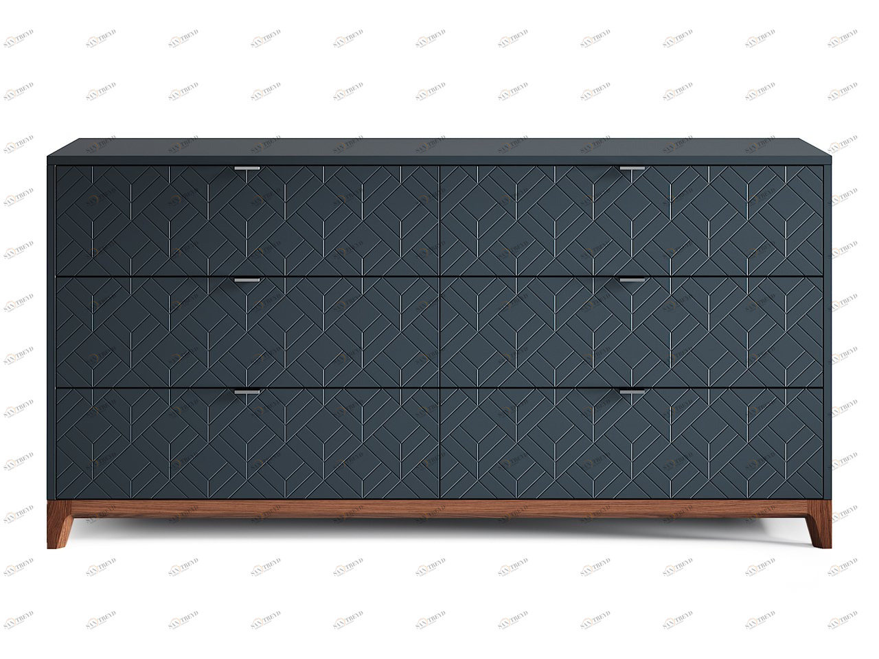 Комод для спальни с 6 ящиками черный "Гравировка 11" Case №3 THE IDEA ДИЗАЙНЕРСКИЕ 210200 Синий 