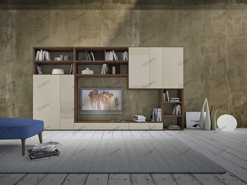 Presotto Модульная лакированная стенка для хранения из дерева Pari & dispari librerie sun-id-1476727