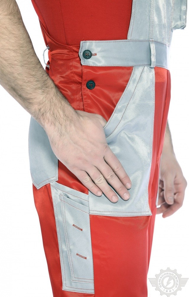 61482 Полукомбинезон "Мастер" красный-светло-серый  Летняя спецодежда  размер 48-50/182-188  - Вид №6