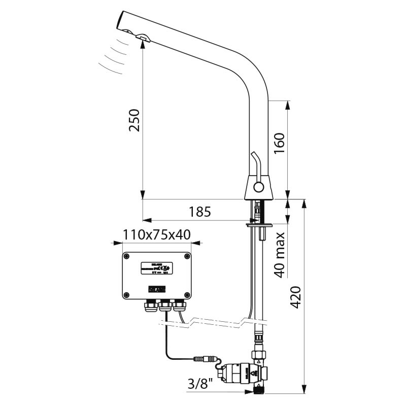 498MCHLH Сенсорный смеситель BINOPTIC MIX DELABIE  - Вид №1