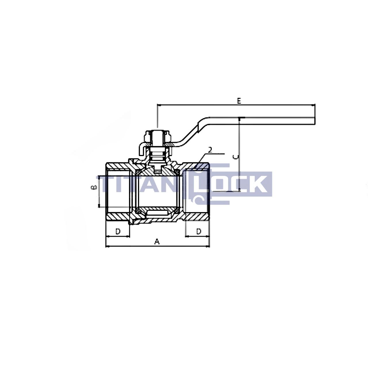 0,5in, шаровый кран, резьба BSP, нерж. сталь TL50BVSS TITAN LOCK  - Вид №1