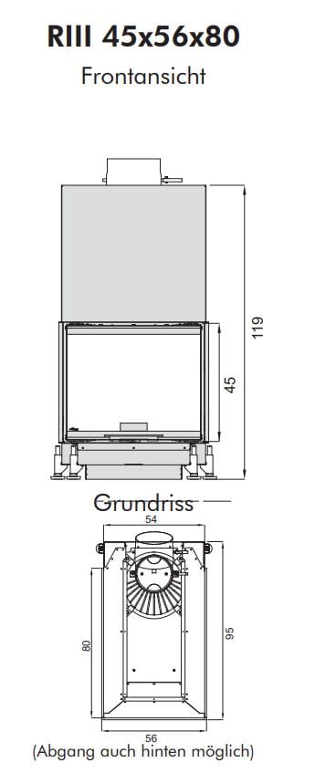 Стальной тройной фасад дровяной камин RÜEGG RIII ARCH-00145191 - Вид №10