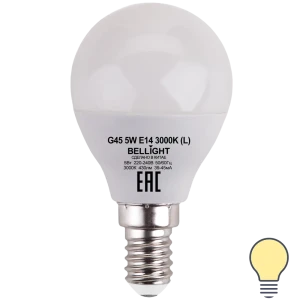 Лампа светодиодная Bellight E14 220-240 В 5 Вт шар малый матовая 430 лм теплый белый свет
