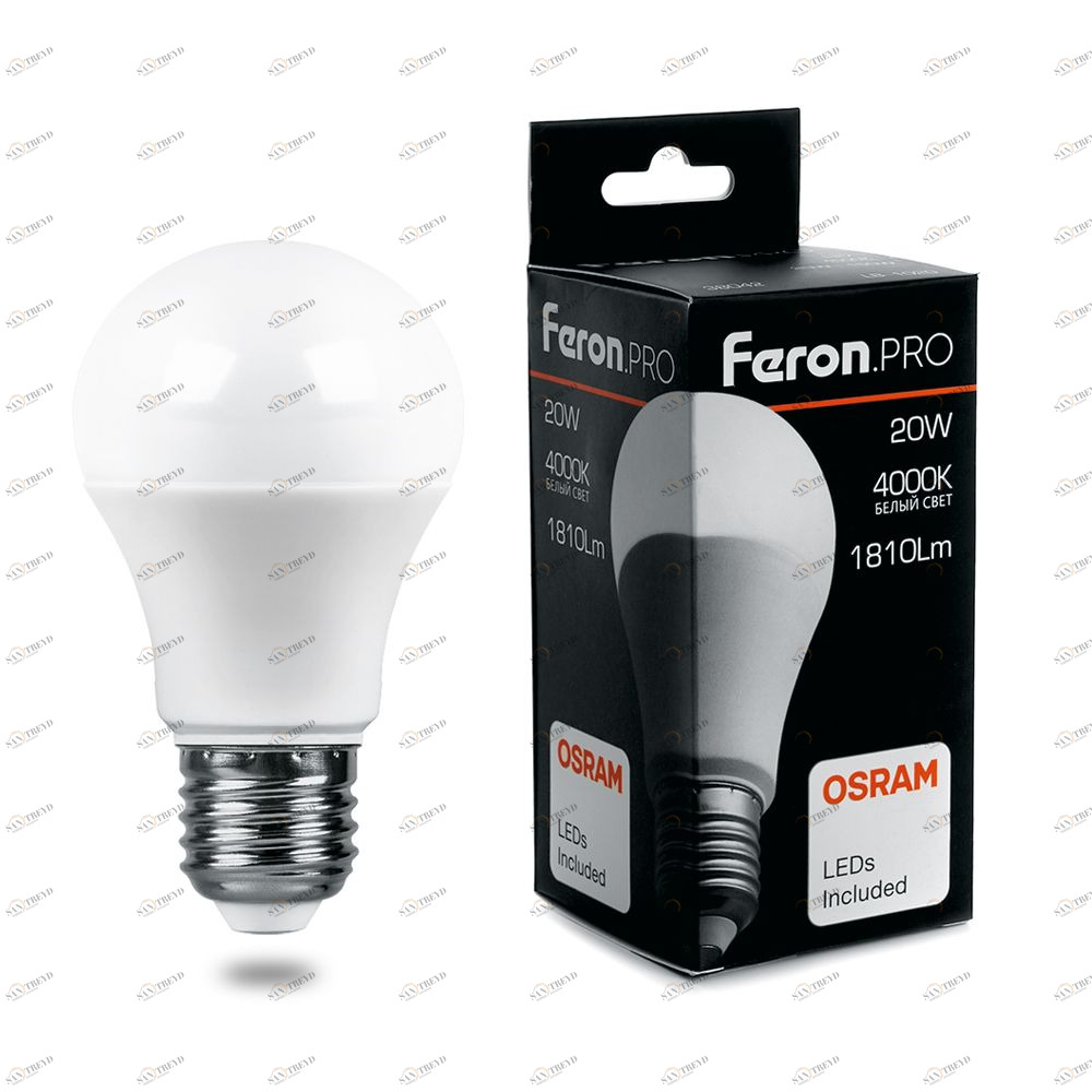 Лампа светодиодная Feron.PRO "Шар" E27 20W 6400K OSRAM LED LB-1020 38043 FERON  00-3956721 Матовый 