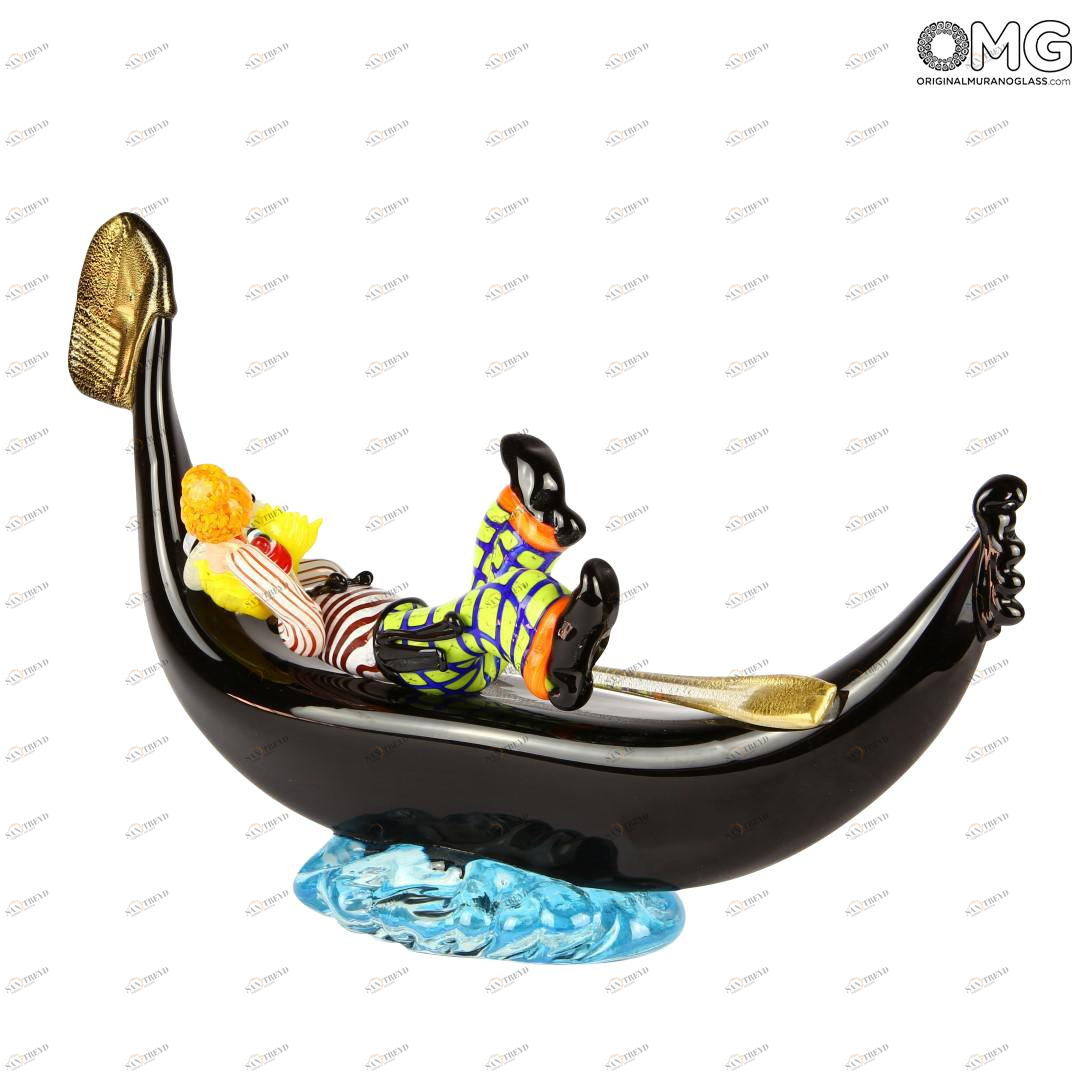 2575 ORIGINALMURANOGLASS Статуэтка Клоун-гондольер с бутылкой вина - муранское стекло OMG 45 см 