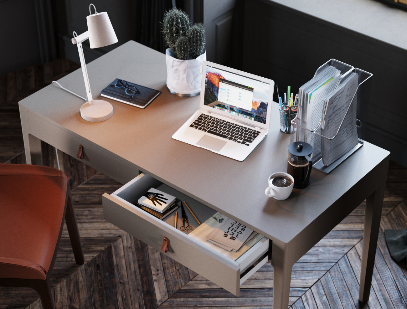 Письменный стол с ящиками кофейный Case THE IDEA  210606 Венге;коричневый  - Вид №4