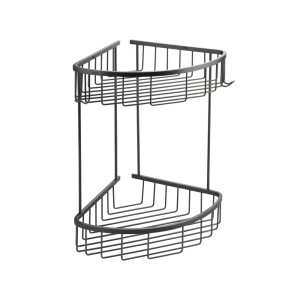 GFmark - Полочка ГРАФИТ, угловая, овальная, двойная 22 см, из нержавеющей стали, код: 78251