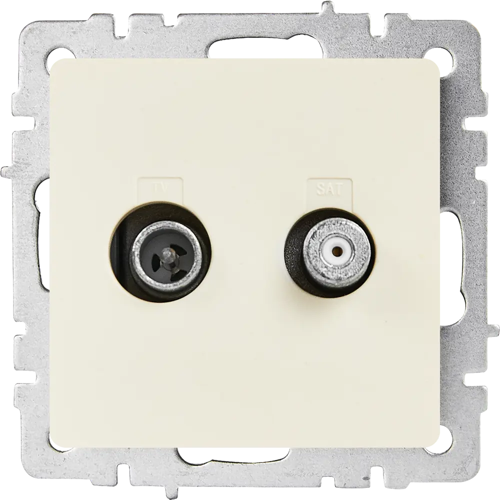 Розетка TV двойная IEK Brite для скрытого монтажа в бежевом цвете 87761516