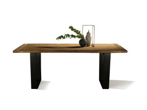Прямоугольный обеденный стол из стали и дерева