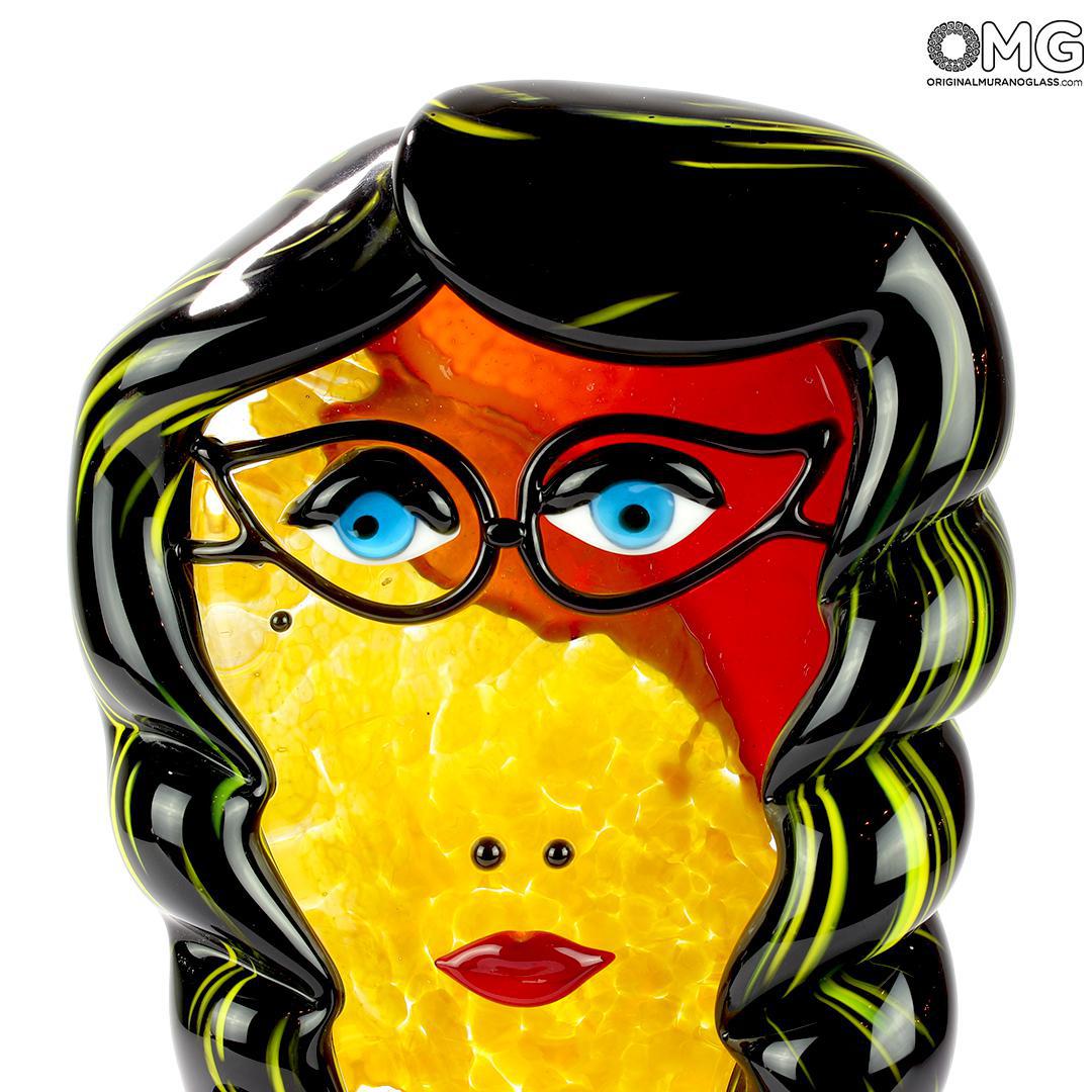4703 ORIGINALMURANOGLASS Скульптура Голова Женщины - Pop Art - Original Murano Glass OMG 20 см  - Вид №1