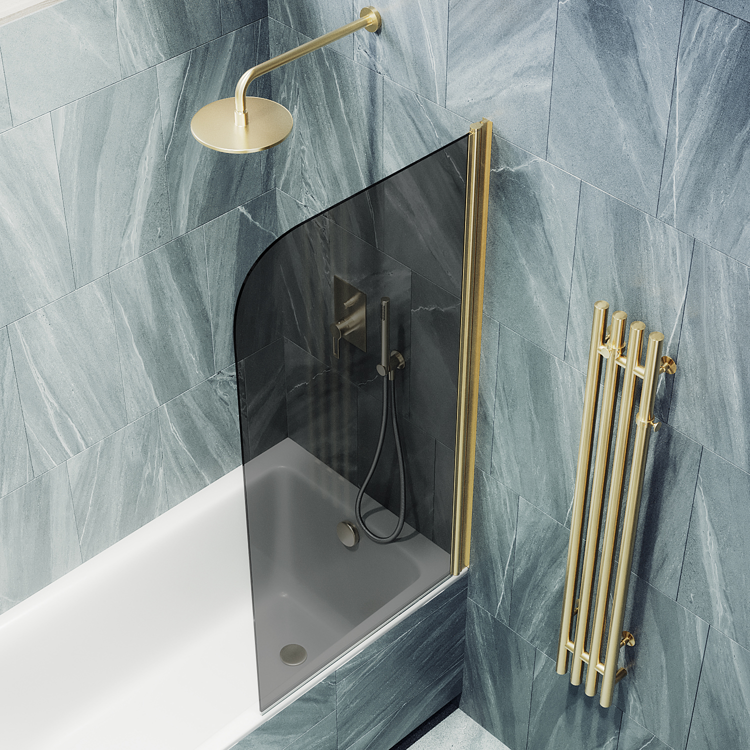 Шторка для ванны поворотная на монопетле ST-618-3 Public Steel