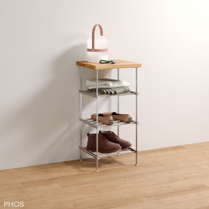 SB300-3-Eiche Скамья для обуви из дуба, 1 поле, 3 уровня, ширина 35 см PHOS