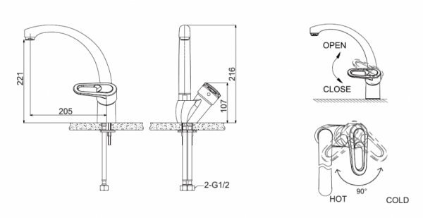 Смеситель для кухни LOOP F7124182CP-RUS bravat - Вид №1