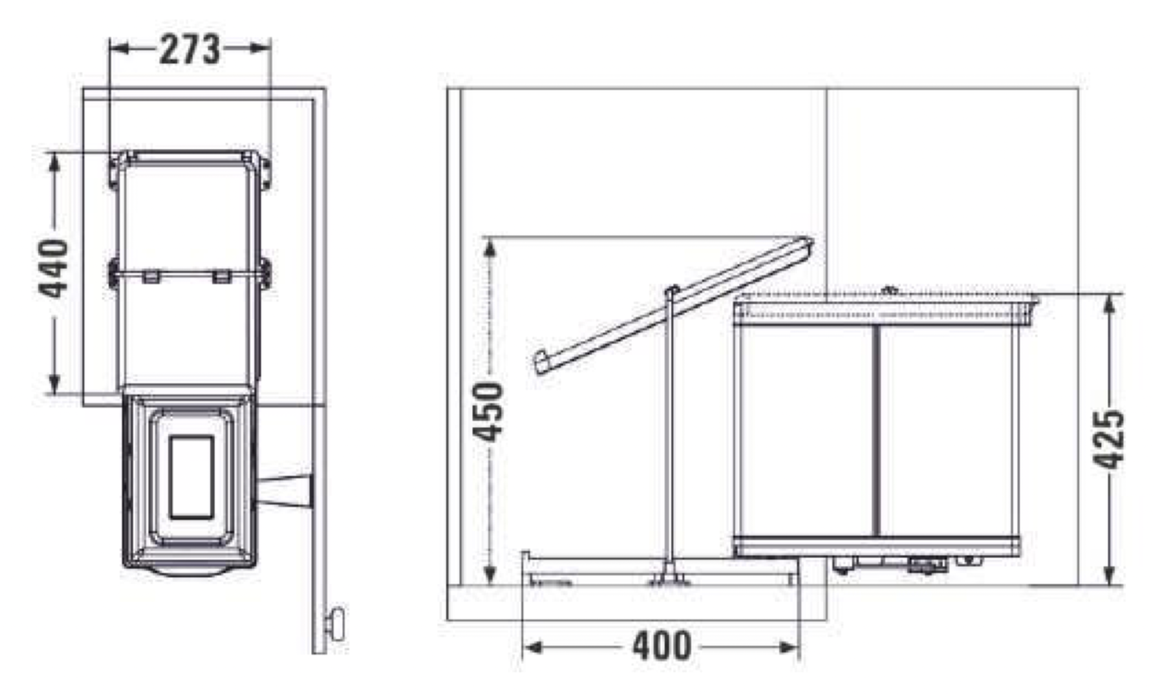Контейнер для мусора на дверцу Alpha 400/21 Metallic Grey NAVAKO 10010 - Вид №3