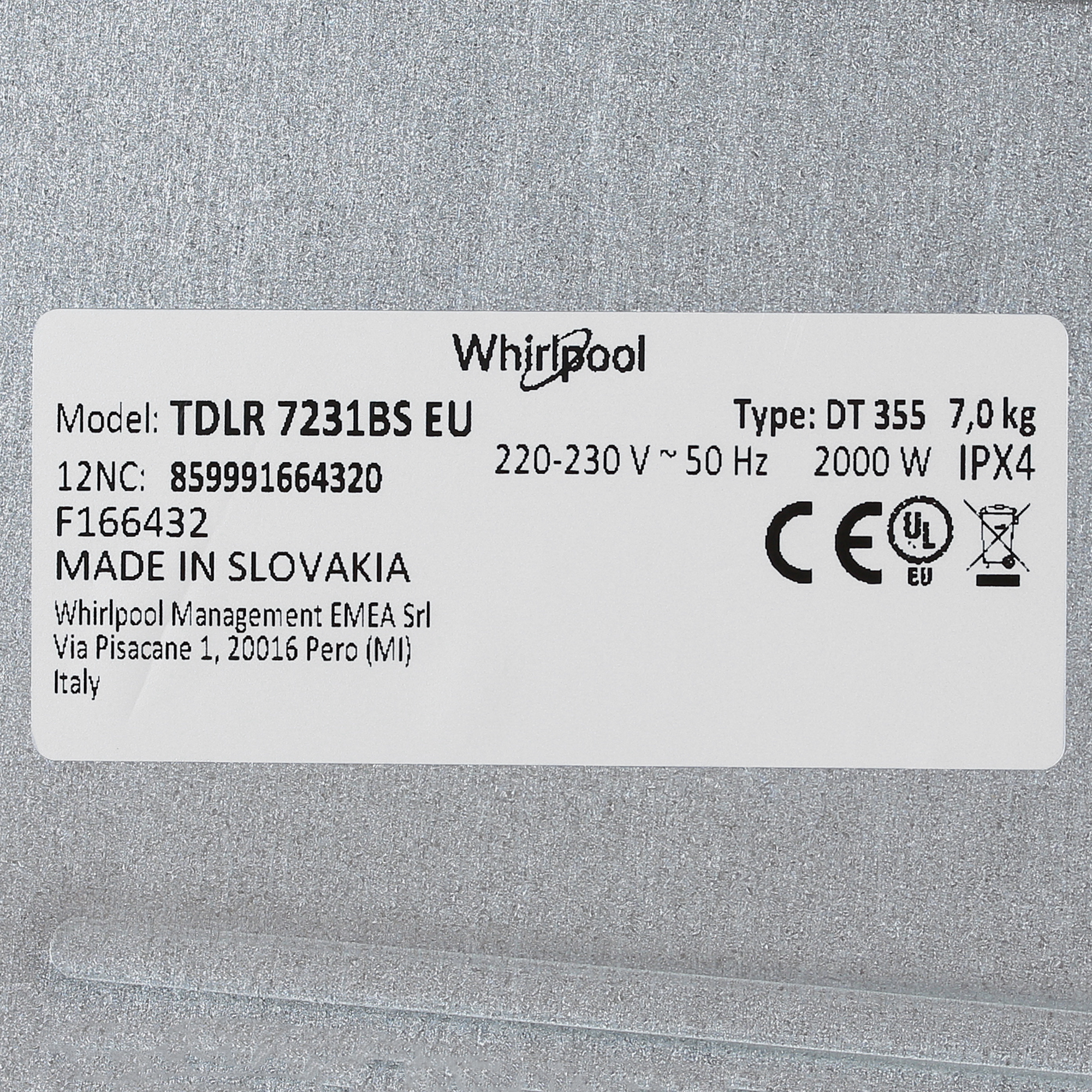 5434736 Стиральная машина Whirlpool TDLR 7231BS EU/N белый STDN-0114561 - Вид №8