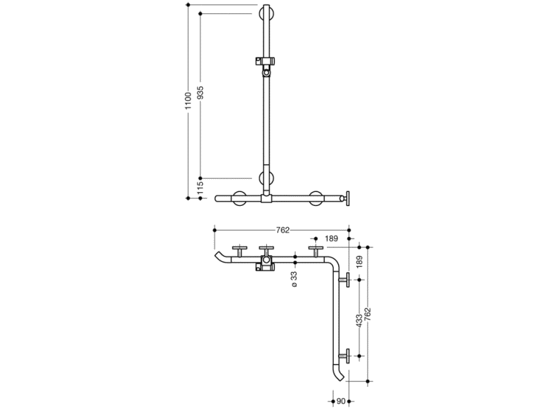 950.35.31054 Поручень для душа с выдвижным держателем для душа теплое прикосновение HEWI Greifen  - Вид №1
