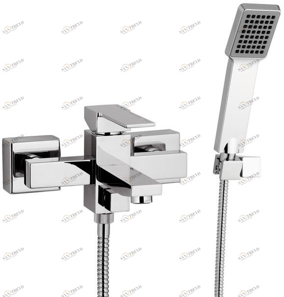 Remer Rubinetterie Смеситель для ванны настенный с ручным душем Qubika Q02