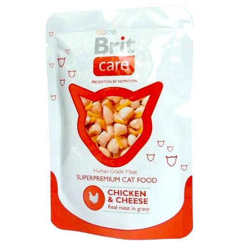 ПР0021330 Корм для кошек Care Курица, сыр конс. пауч 80г Brit 