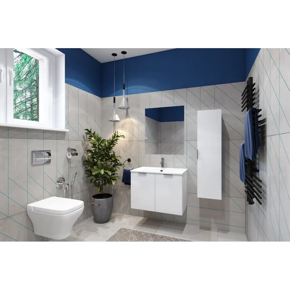 Тумба под раковину подвесная Sensea Essential с дверцами 75 см цвет белый 82597806 STLM-2169178 - Вид №7