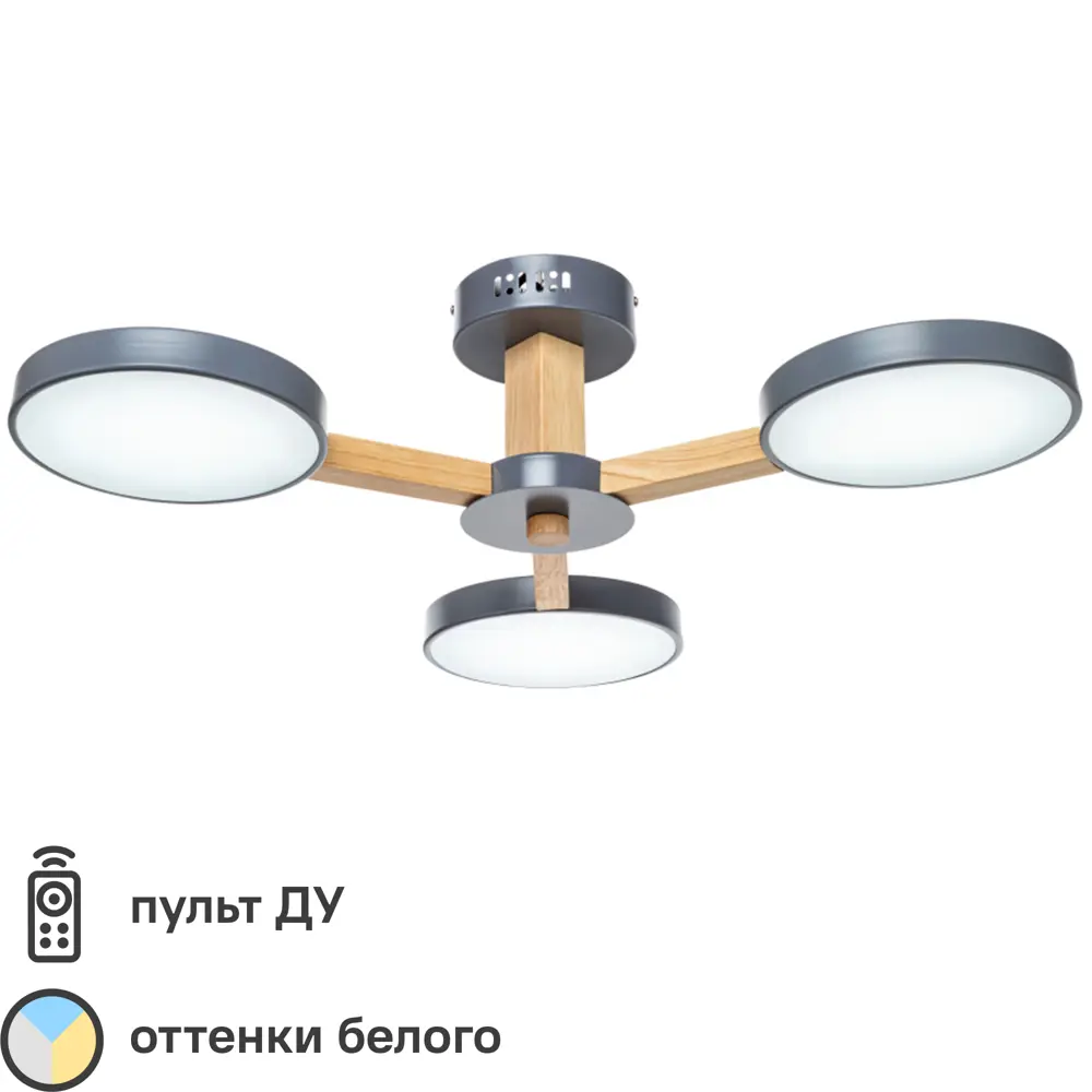 Люстра потолочная Cortes L1372 с пультом управления, 18 м², регулируемый белый свет, цвет серый/серебристый 82861030 STLM-2014737 LAMPLANDIA 
