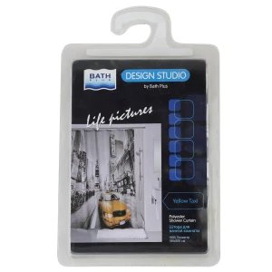 Штора для ванны Yellow Taxi print, 180x200 см, полиэстер, цвет серый