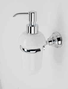 SM30(08-BI) Stil Haus Smart, настенный керамический дозатор, цвет хром - белая керамика