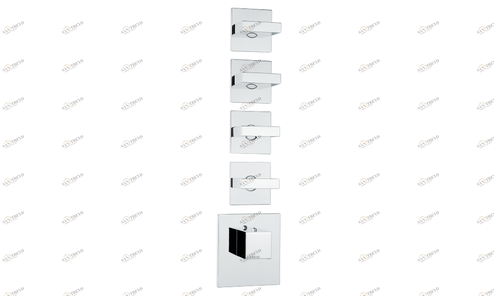Z033208 + Z030275000 Смеситель & запорный кран Rectangular 5 Outlets (with diverter) HP BOSSINI 
