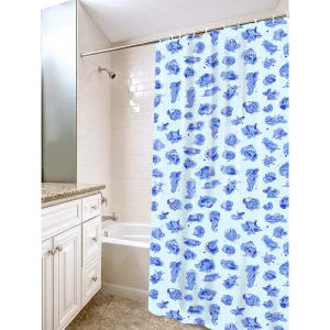 Штора для ванны Вилина Посейдон с кольцами 180x180 см, полиэтилен, цвет синий