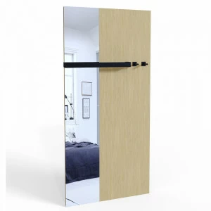 Зеркало настенное с панелью с полкой и крючками 260х105 см бежевое Duo BRAGIN DESIGN TUBE 00-3862378 Бежевый