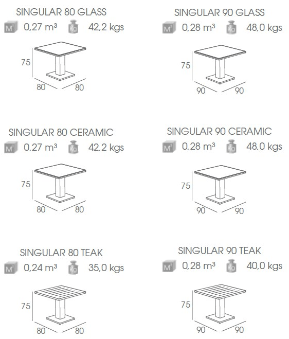 FueraDentro Квадратный садовый высокий стол из дерева Cima sun-id-1387453 - Вид №1