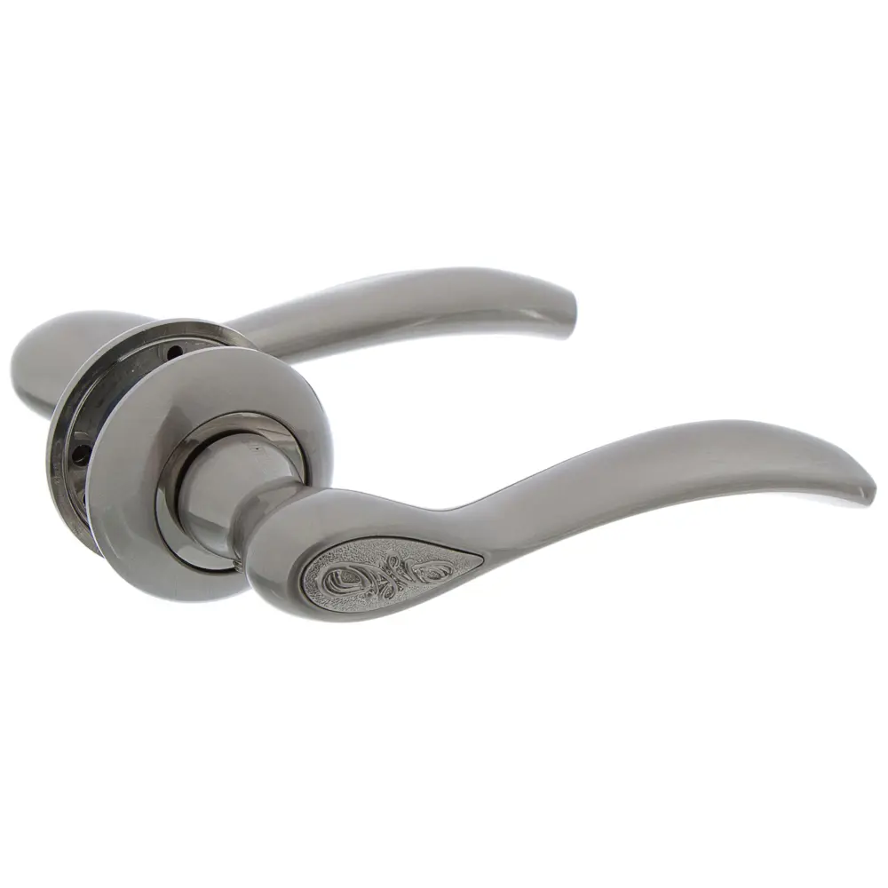 Ручки дверные на розетке Renz Флория, ЦАМ, цвет матовый никель STLM-2156411 - Вид №1