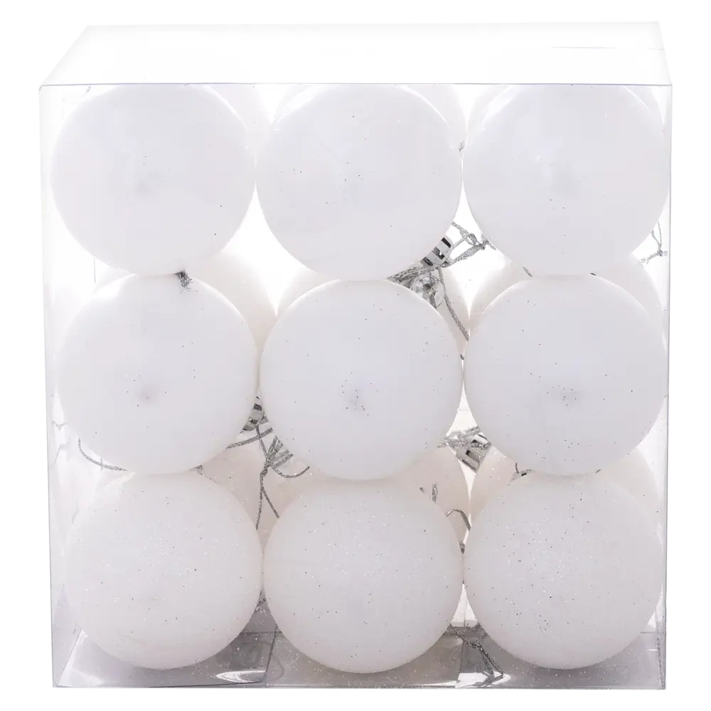 Набор елочных шаров KREAFORTA белые с блестками 18 шт, ø6 см 89420564 STLM-1580656 - Вид №2