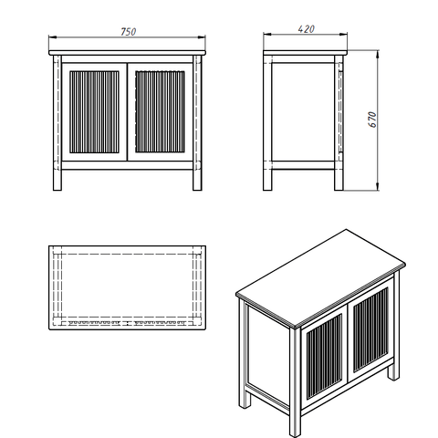 ORANGE тумба напольная Capri-2 75см цвет: орех Никель sun-id-1517341 - Вид №2