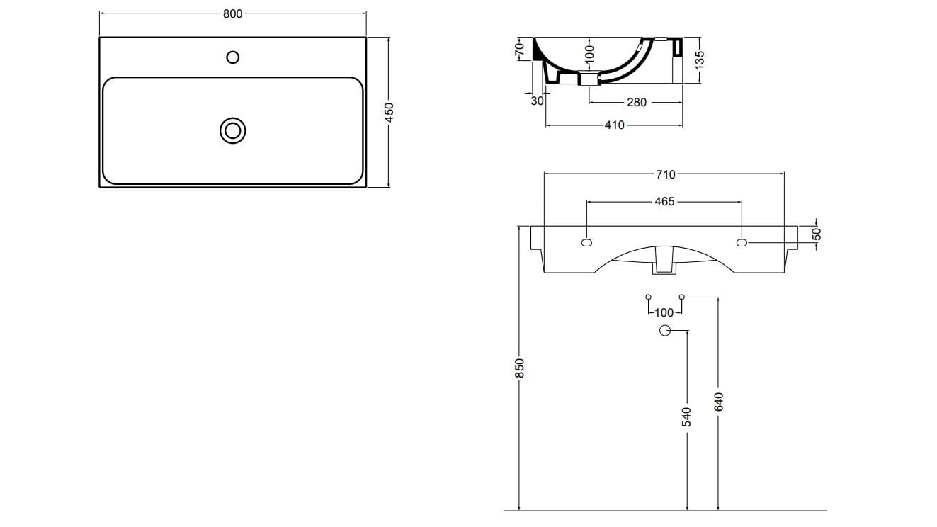 Керамическая прямоугольная раковина Axa Prisma Sink Bowl Normal ARCH-00036326 - Вид №9